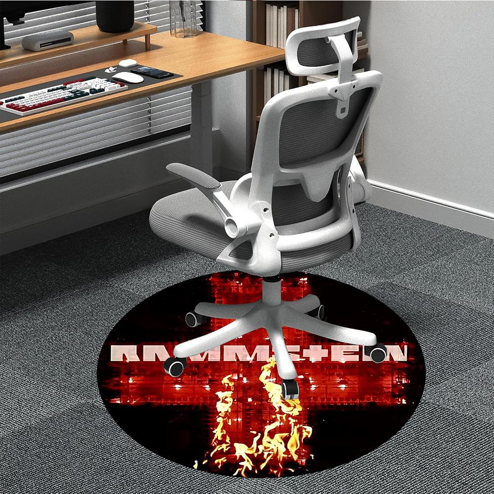 

1PC RAMMSTEIN Office Round Rug - Perfect for Office or Study Decor, Machine Washable, Non-Slip Backing, Decorative Floor Mat 80cm