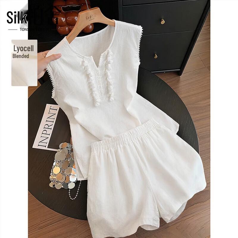 Women s Lyocell & Linen Vest and Shorts Set L