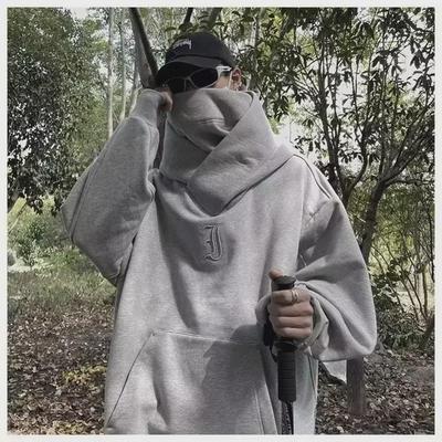 Men's Oversized American Heavyweight Hooded Sweatshirt with Drop Shoulders
