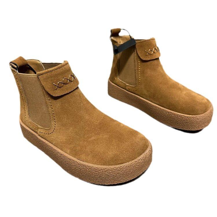 Frosted leather high-top thick sole 2025 autumn new one-pedal elastic mouth lazy Martin boots casual short boots single boots