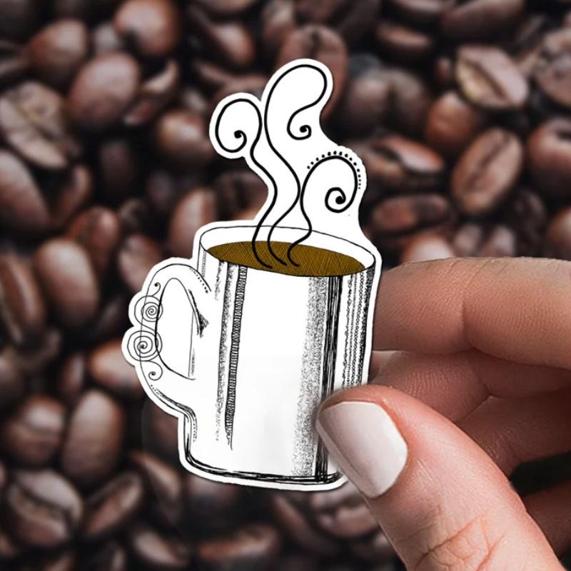 

Горячая кофейная кружка наклейка, Наклейка для любителя кофеина, Наклейка для напитков 3inch/7.62cm 5pc