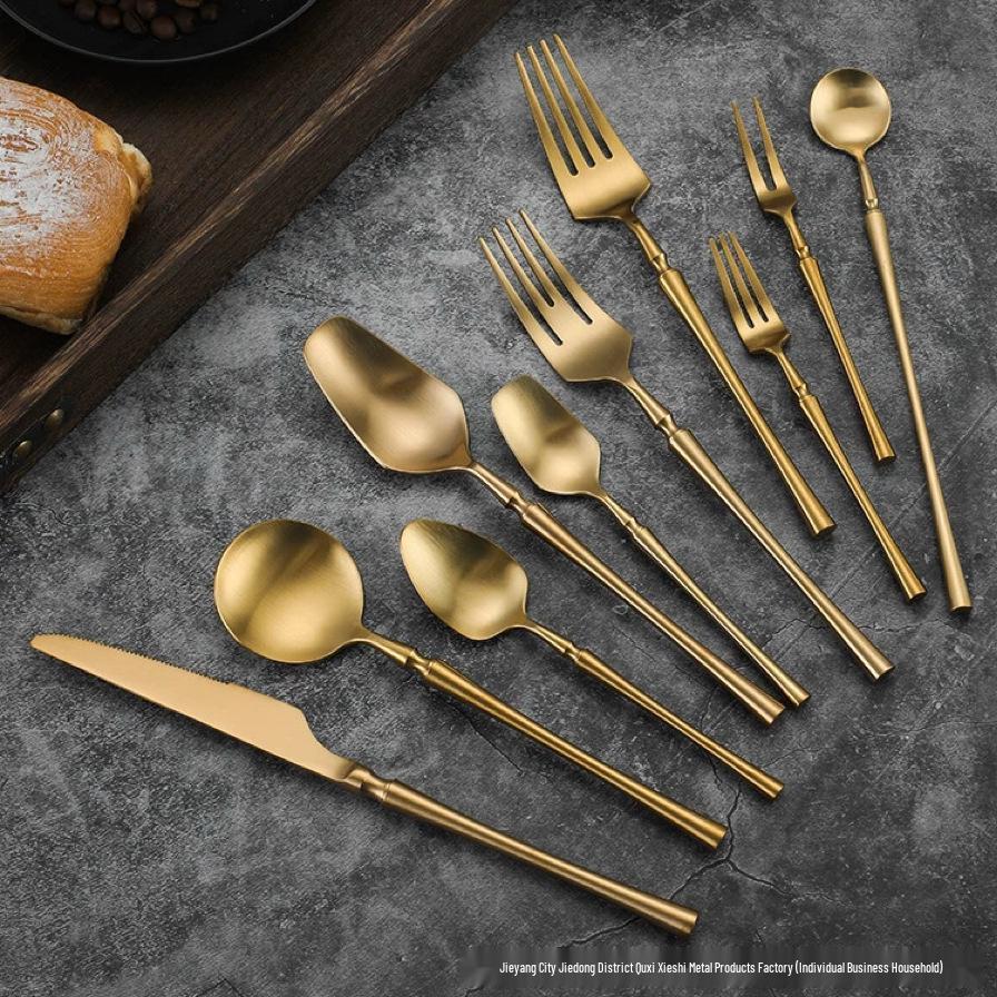 304 Stainless Steel Steak Knife, Fork & Dessert Spoon Set