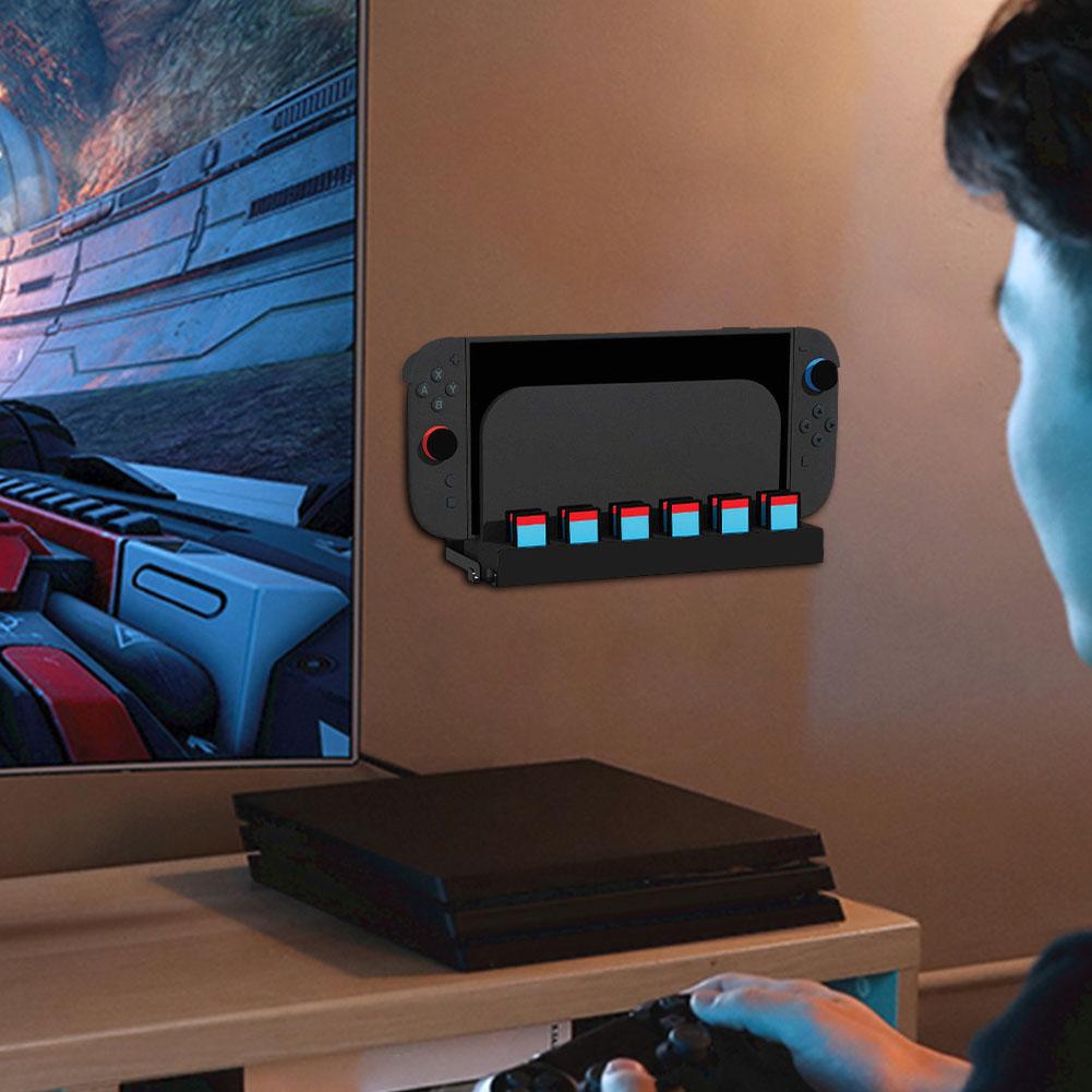 Metal Wall Bracket with Game Card Slots and Joy-Con Hanger Console Holder Stand with Controller Holder for Nintendo Switch2