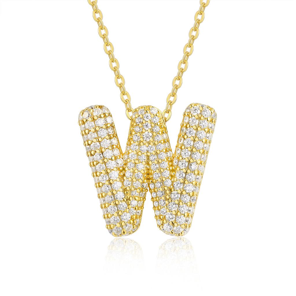 Letter Pendant Necklace 925 Silver Plated 18K Gold Collarbone Chain Fashionable Versatile Moissanite Chain