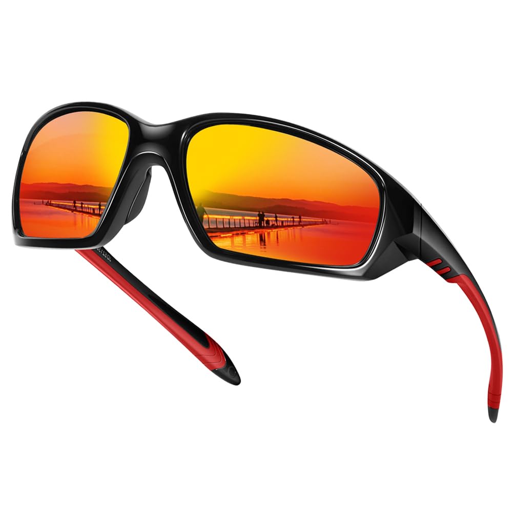 

Sports Sunglasses Polarized Sunglasses UV400 Protection TR90 for [Laza-Vally] Driving/Biking/Fishing/Baseball/Skiing/Running/Golf Red червоний