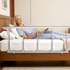 Foldable Bed Rail for Elderly, 122 cm Bedside Assist Rail with Fixing Strap, Adjustable Height Pipe Bedside Cane, High-Strength Metal Senior Bed Bar,