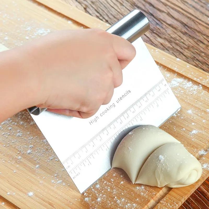 Stainless Steel Cutting Knife with Scale Baking Knife Baking Pastry Tools 1 Pcs Mutipurpose Scraper Pizza Dough Chopper For Diy Bread Lyp018