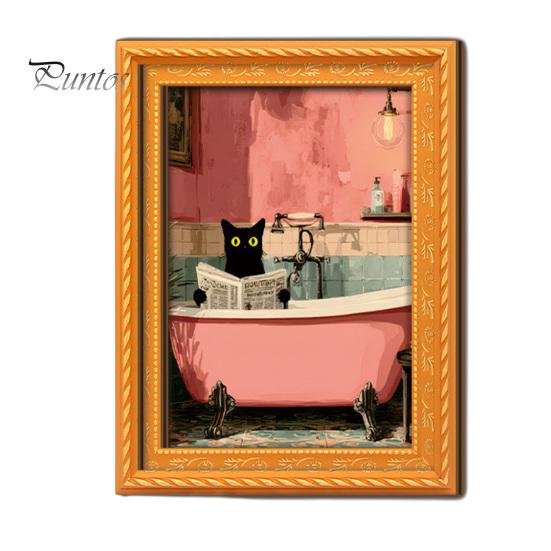 Magnetic Picture Frames for Refrigerator Funny Wooden Fridge Magnets Frame, Retro Cute Cat Pattern Decorative Photos Locker Magnet Photo Holder