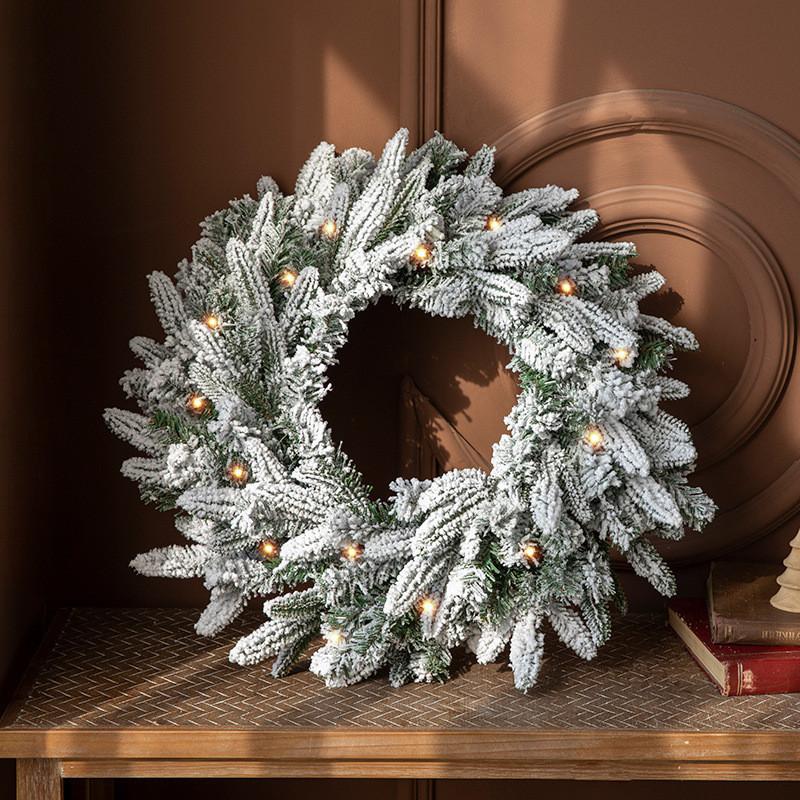 New Christmas Wreath Door Hanging 50/60cm Green Pe Mixed Leaf Snowflake Decor