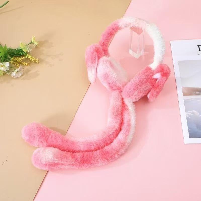 Adorable Bear Plush Strawberry Ear Warmers with Sound and Moving Ears One size