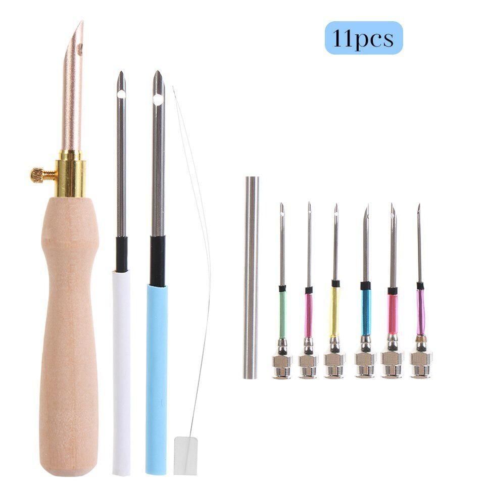 11Pcs/set Punch Needle Embroidery Kits Wooden Yarn Embroidery Pen Crochet Knitting DIY Craft Stitching Sewing Tools