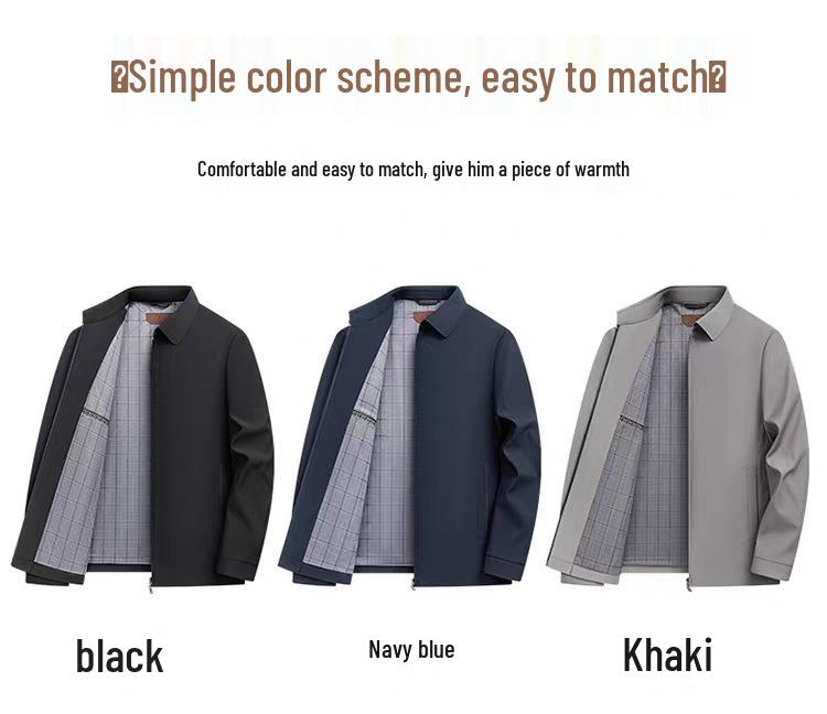 Men's Business Casual Zipper Jacket - Solid Color, Simple Cadre Style for Spring/Autumn