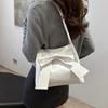 Stylish Bowknot Decorated Shoulder Bag Casual Handbag Large Capacity Top Handle Bags For Travel And Work  Khaki