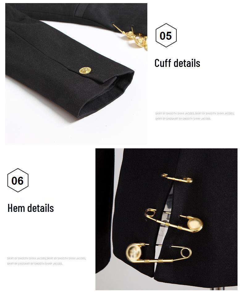European Summer 2025 Mesh Spliced Pin-Decor Little Blazer for Women