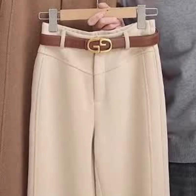 

Женские кашемировые брюки кэмел на флисовой подкладке с широкими штанинами, осень-зима 2024. 2XL 125-135