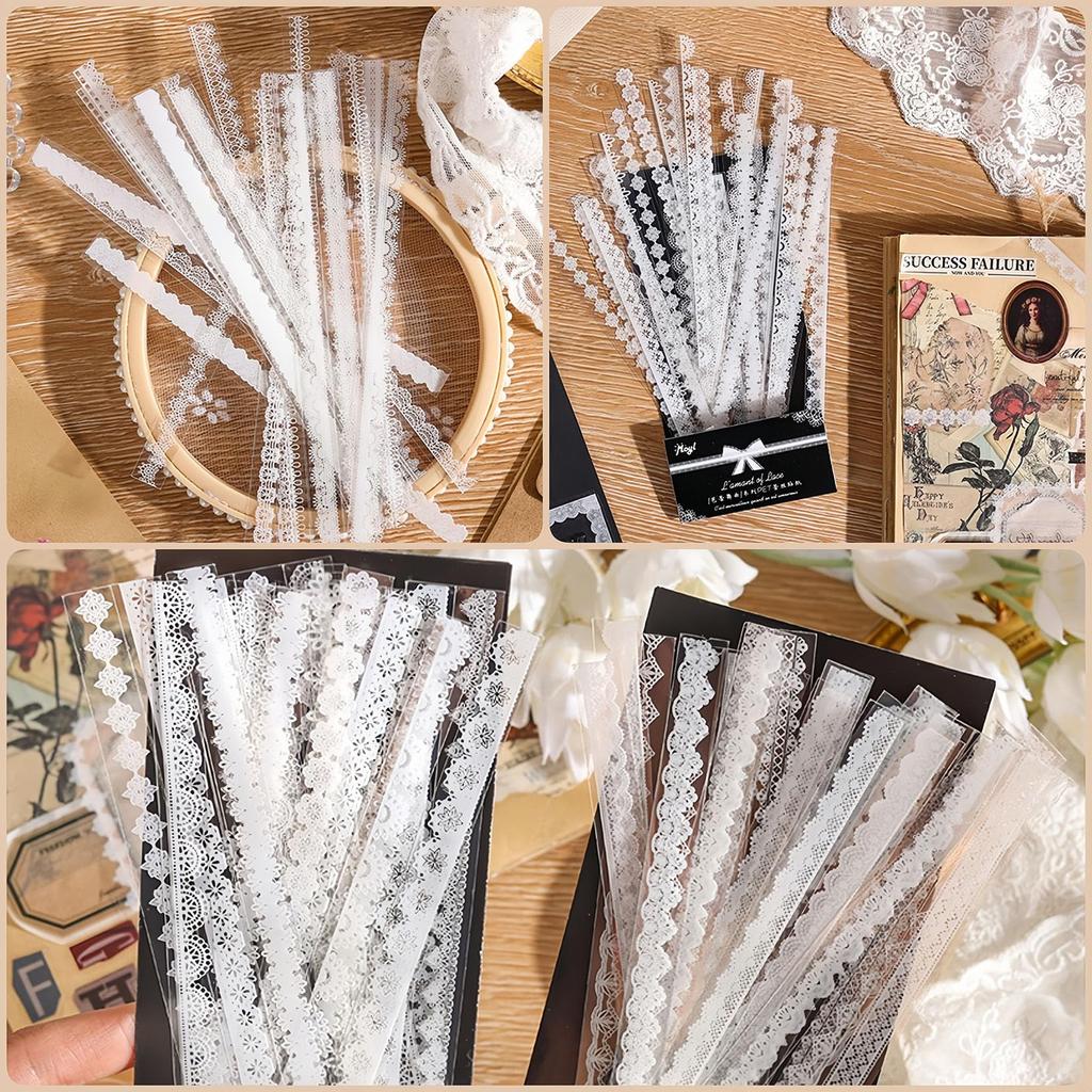 Orirya Stickers Stylish Lace Pattern Transparent Waterproof PET Perfect for and DIY Cute Masking Sticky Sticker and Wrapping 40 120 Sheets - -