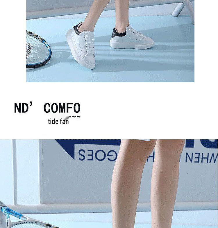 Women's Thick-Soled White Sneakers - Spring/Autumn Style for a Taller Look and Comfort for Long Days