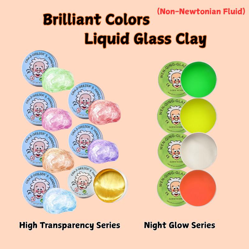 Topmix Crystal Clear Lab Putty Tin Box Non-Toxic Non-Newtonian Liquid Transparent Bouncing Sensory Toy Kids Stress Relief Gift