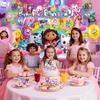 98pcs Cartoon Party Supplies, Cartoon Party Decor&Tableware Set - Cartoon Birthday Party Plates Cups Napkins, Cartoon Party Balloons Backdrop Banner