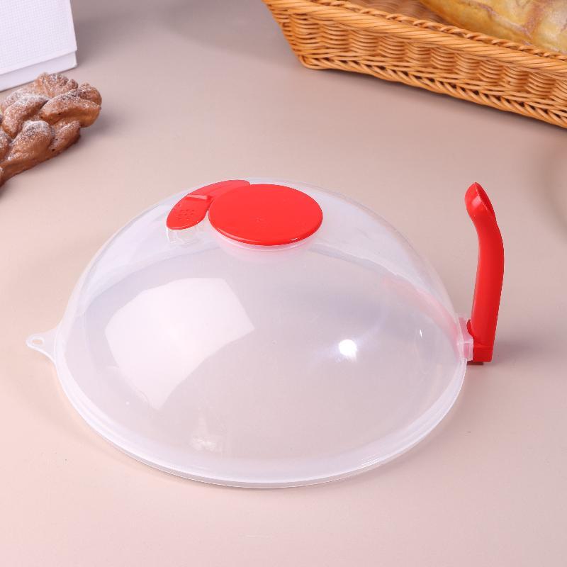New Microwave Splash Cover High Temperature Resistant Microwave Guard Lid Transparent Food Heating Cover With Steam Vent Handle