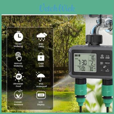 Garden Irrigation Controller With Dual Water Valve And Smart Timing For Home Garden And Lawn Care