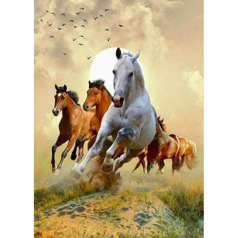 Diy Horse 5D Diamond Painting Full Round Drill Cross Stitch Rhinestone Animal Scenic Diamond Embroidery Mosaic Home Decor