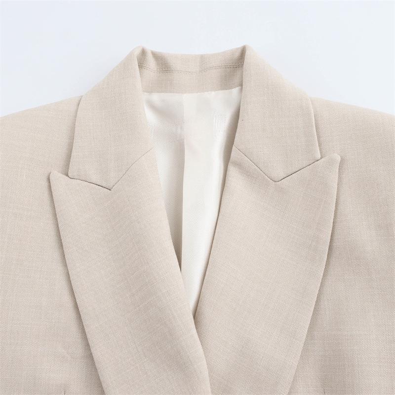 TAOP&ZA Women's Spring/Summer Double-Breasted Suit Jacket with Wide-Leg Pants - Commuting Style 