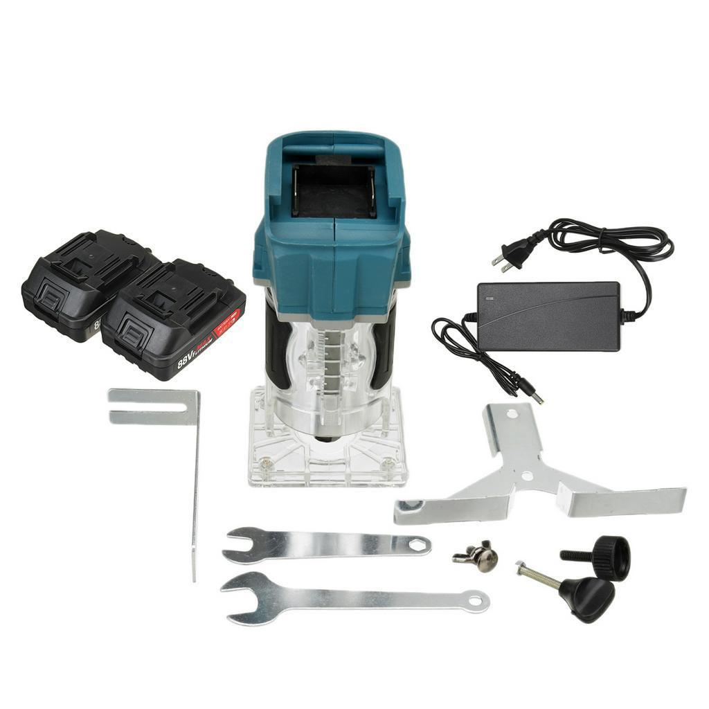 Blue 18V Battery 88V Router Milling Machine Wood Milling Cordless Electric Trimmer Woodworking Slotting Trimming Cutter