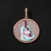 THE BLING KING Iced Out Round Medallion Custom Memory Photo Pendant Necklace Paved CZ Engrave Back Men Women Hiphop Jewelry