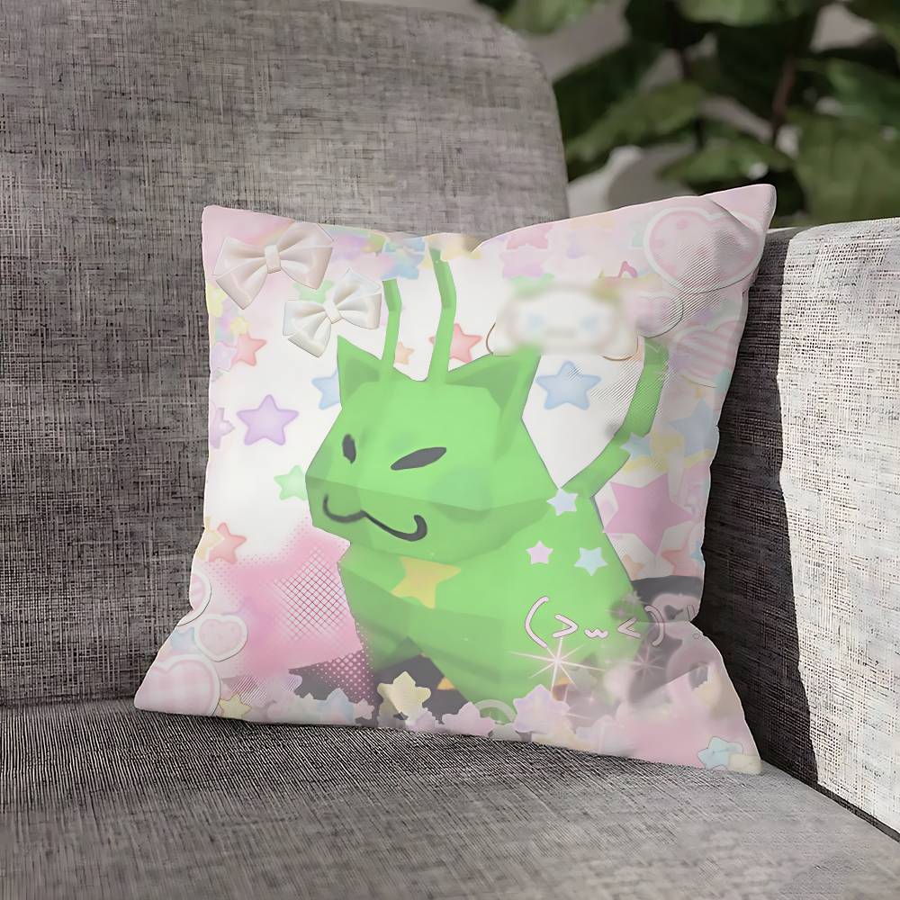 Cute Funny Rainbow Alien Cat Pillow Case For Sofa Decor Car Office Room Printing Cushion Cover Decorations and Protector