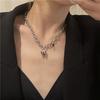 Hip Hop Stainless Steel Titanium Steel Thick Chain Necklace Funny Tooth Shape Pendant Collarbone Chain Neck Chain 1PCS
