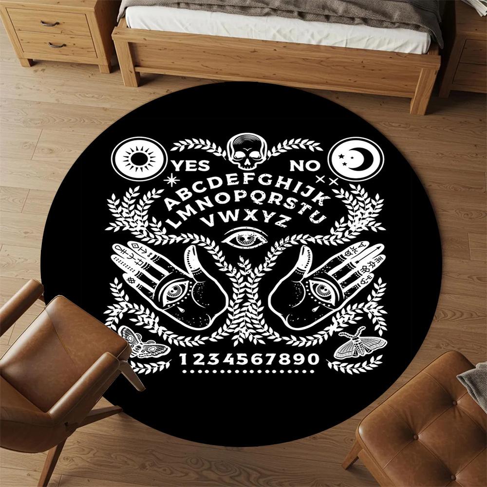 1PC Ouija Board Palmistry Esotericism Round Chair Mat Area Rug - Non-Slip, Floor Mat for Office, Bedroom, Home Decor Christmas Gift C0528112