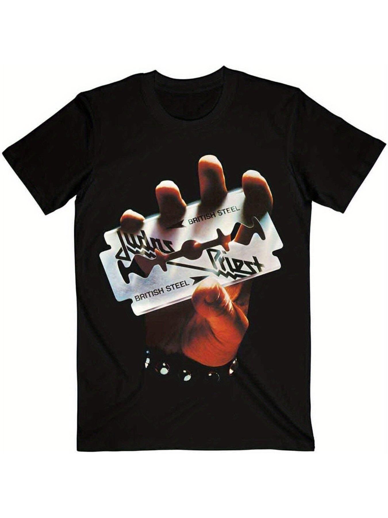 Judas Priest British Steel Graphic T-shirt - Black Cotton XXXXL