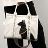 Borsa Tote in Tela Ricamata con Gatto Anderson con Cerniera per Uso Quotidiano