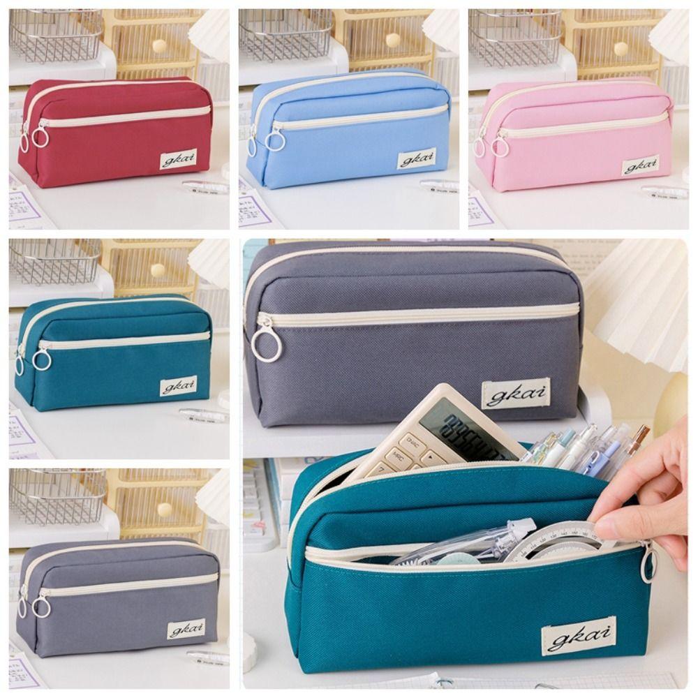 

Itabag Solid Color Pencil Case Large Capacity Zipper Stationery Bag Office School Supplies красный