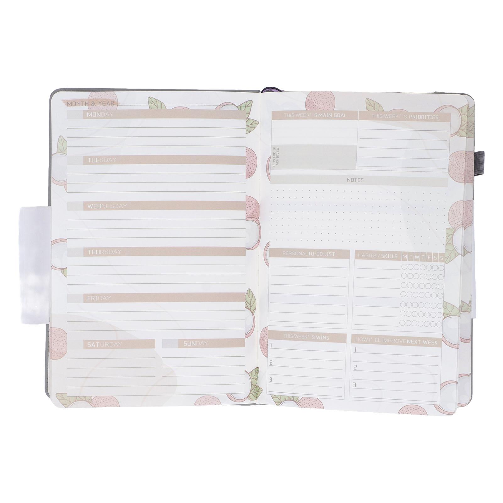 

Еженедельник А5 Непротекаемые чернила Ленточка-закладка Плотная бумага Гладкий Еженедельные цели Блокнот для школы офиса путешествий