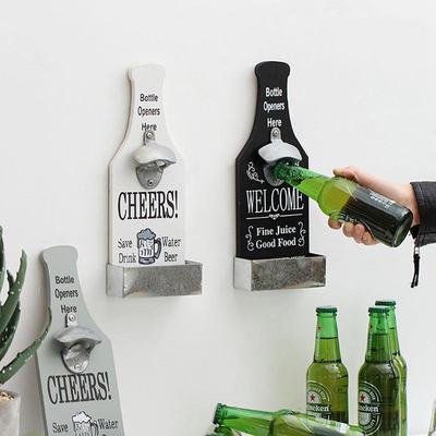 Retro Wooden Wall-Mounted Bottle Opener - Creative Bar & Home Decor