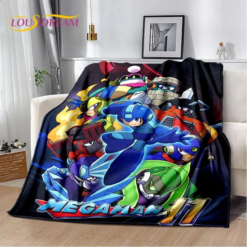 Retro Cartoon Rockman Mega Man Game Soft Flannel Blanket for Beds Bedroom Sofa Picnic,Throw Blanket for Outdoor Leisure Nap Gift