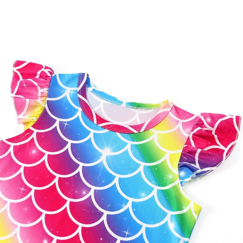 Children's Cartoon Printed Dress Nightgown Girl's Flying Sleeve Dress