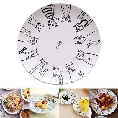 Niedliche Katze Keramikplatte Western Dinner Dessert Vorspeise Salatteller Steak Service Platten Home Party Hauptgerichte Geschirr Hogard