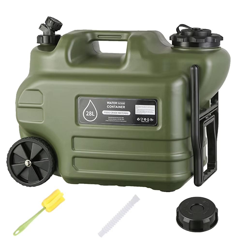 

28L Camping Outdoor Bucket PE Large Capacity Tank Wheels Multifunction Water Storage Containers Camping Equipment Hiking Picnic