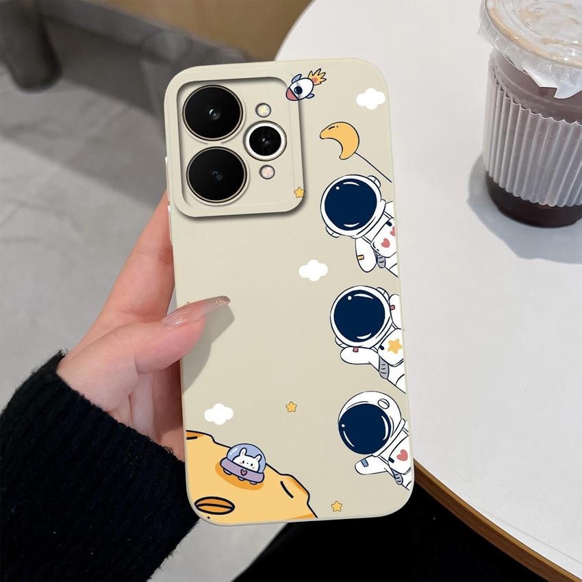For Realme 15 C71 C73 C33 C35 Note 70 70T C21Y C25s 15T 15X Phone Covers Cute Moon Astronaut Patterns Liquid Silicone Dustproof Shell For Realme Cases