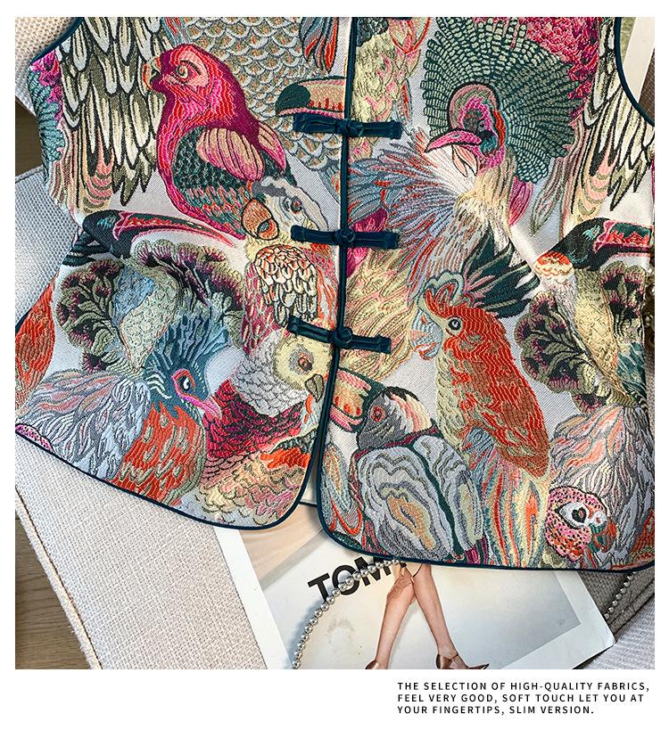 Nová etnická výšivka s výstřihem do V brokátový vestový kardigan