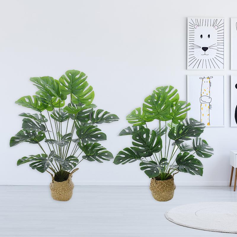 18/24 Fork Artificial Turtle Back Leaves High Grade Simulation of Fake Flowers Creative Simulation Plant Wall Potted without Flower Pot