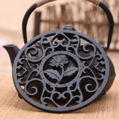 Nanbu Ironware Pot Holder, Cast Iron Teapot Holder, Kitchen Bottle Holder, Flower Shaped Cookware