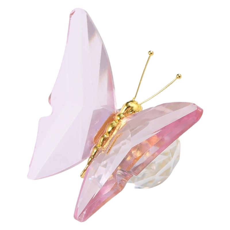 Crystal Flying Butterfly with Crystal Balls Base Figurine Collection Cut Glass Ornament Statue Animal Collectible Statue
