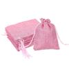 4x5.5 Inch Burlap Bags with Drawstring, 50 Pcs Linen Favor Gift Bags Reusable Jewelry Pouch Sacks for Party Christmas Festival, Pink