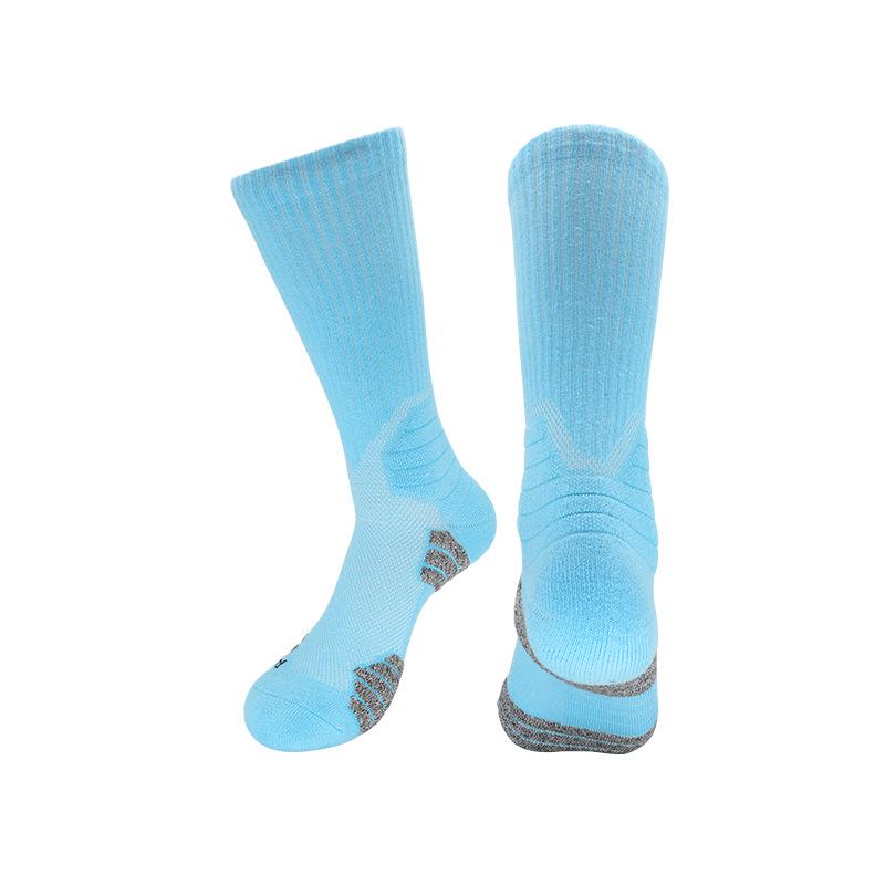 

Summer Non-slip Mid-calf Cycling Socks: Sweat-absorbent, Thickened Towel Bottom, Unisex Running Sports Socks One Size Adult кароліна синього кольору