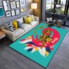 Colorful Tiger Illustration Area Rug With Floral Design, Modern Decor Suitable for Use As an Anti-slip for Living Room Bedroom Sofas