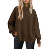 Women's Fashion Round Neck Long Sleeve Sweater Knitted Side Slit Pullover